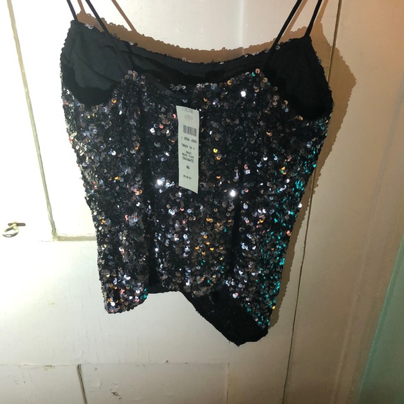 Cache grey sequins top with asymmetrical bottom - Picture 3 of 4